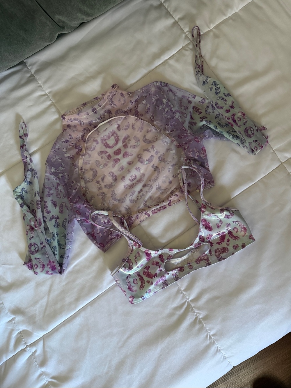 Sheer Lavender Leopard Print Rave Set - Picture 3 of 5